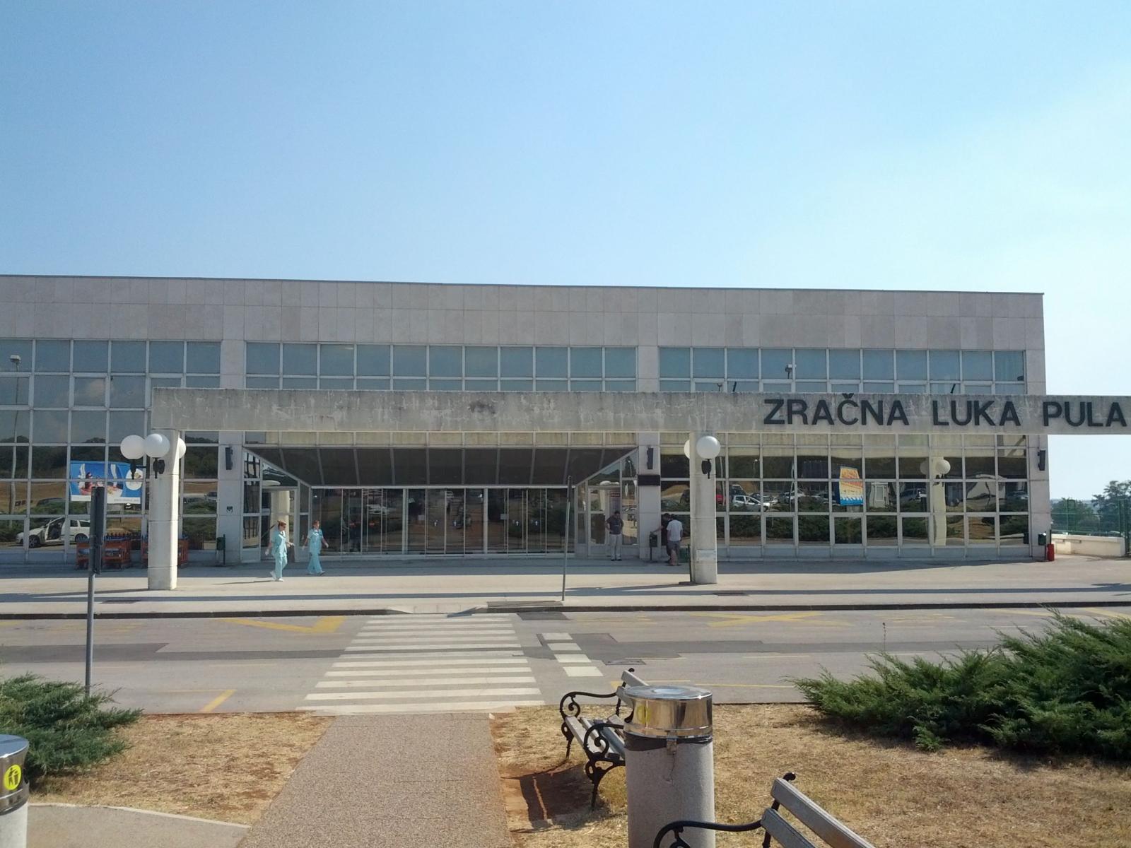 The Pula airport building entry from outside
