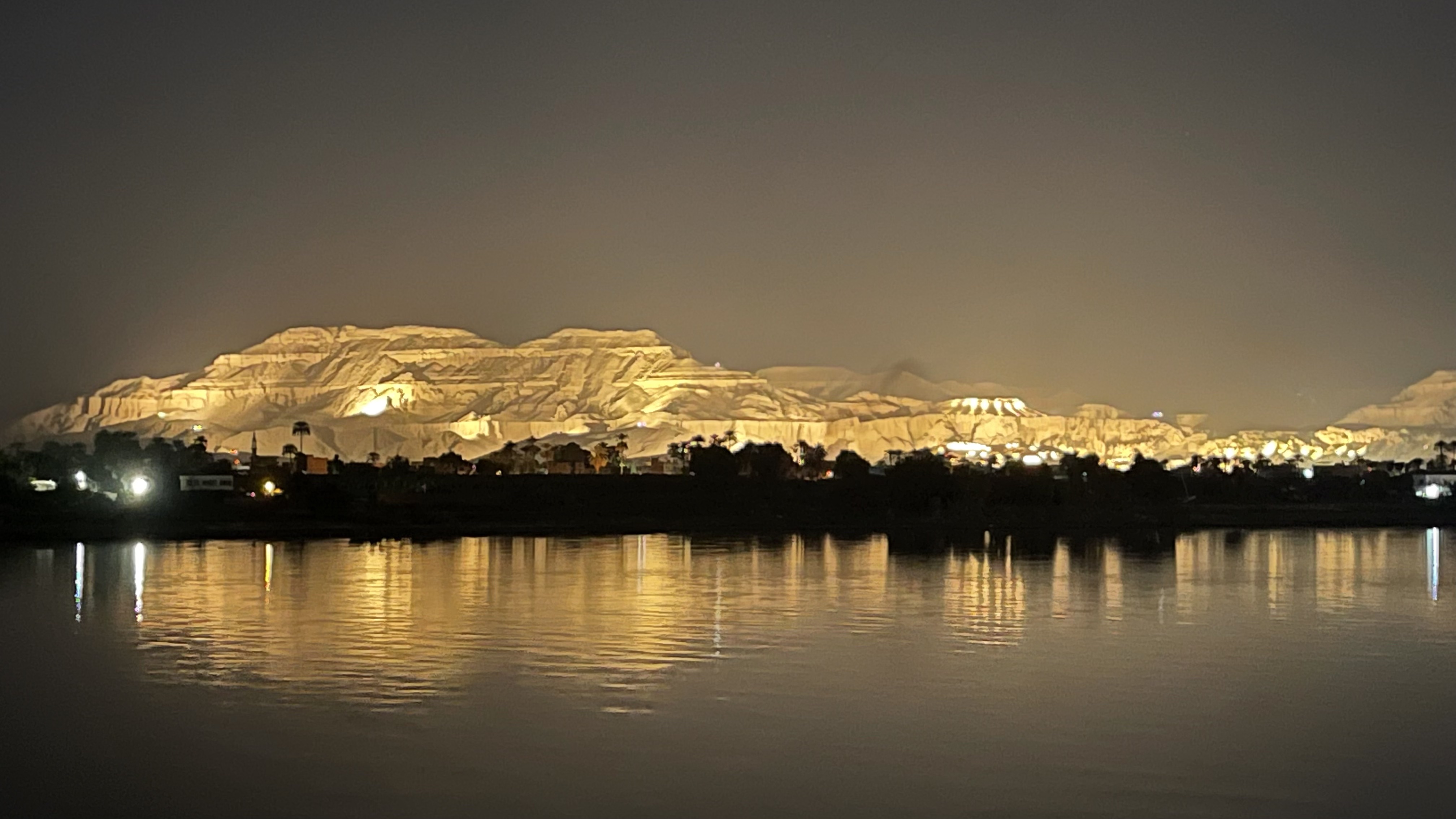 The Westbank of the Nile with the Valley of the Kings by night