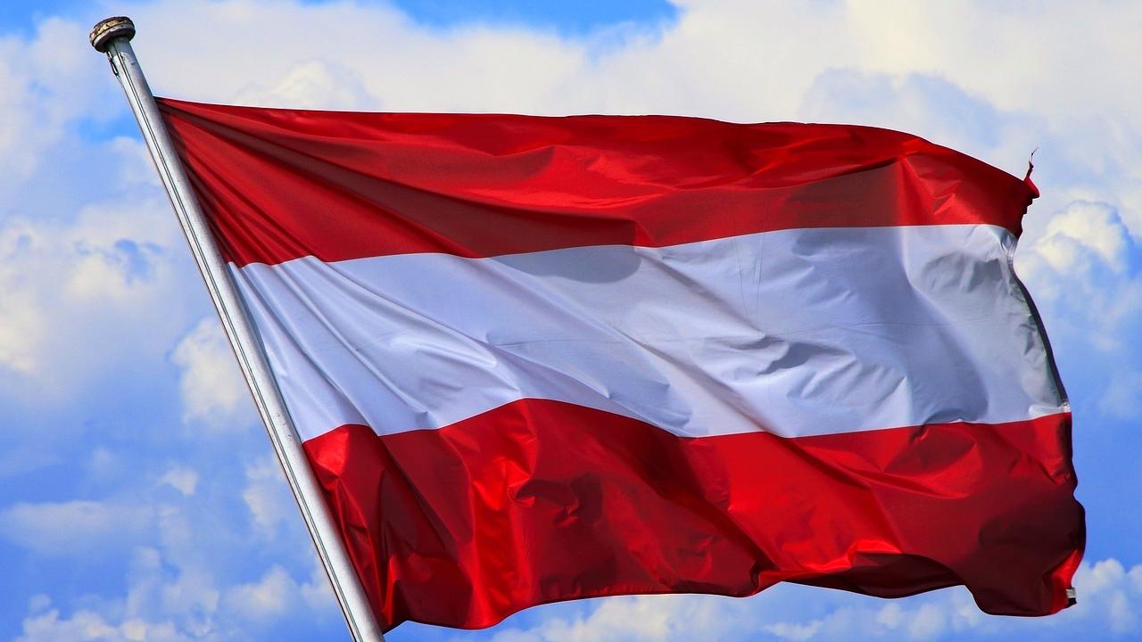 Photo of the flag of Austria in the sky