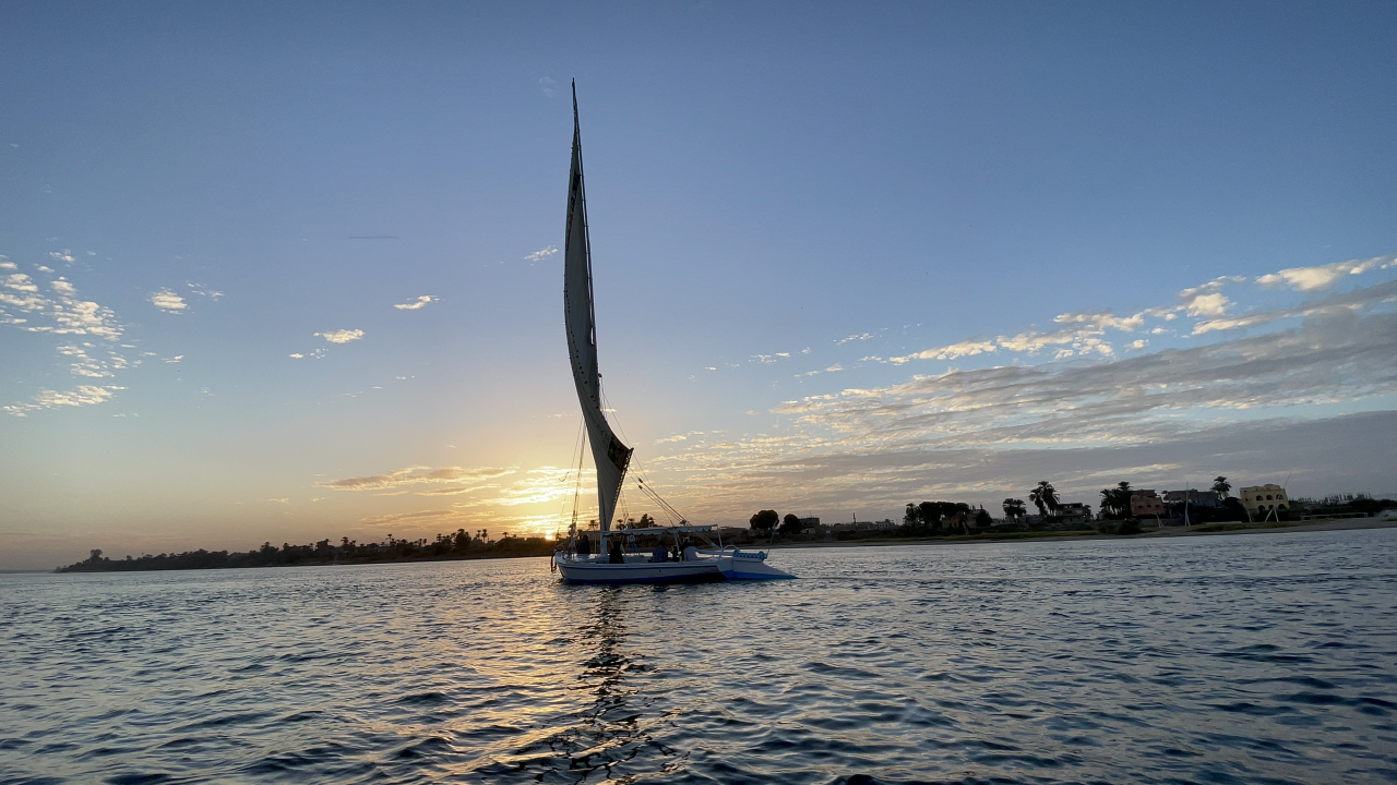 Sailing on the Nile with a traditional Feluca boat