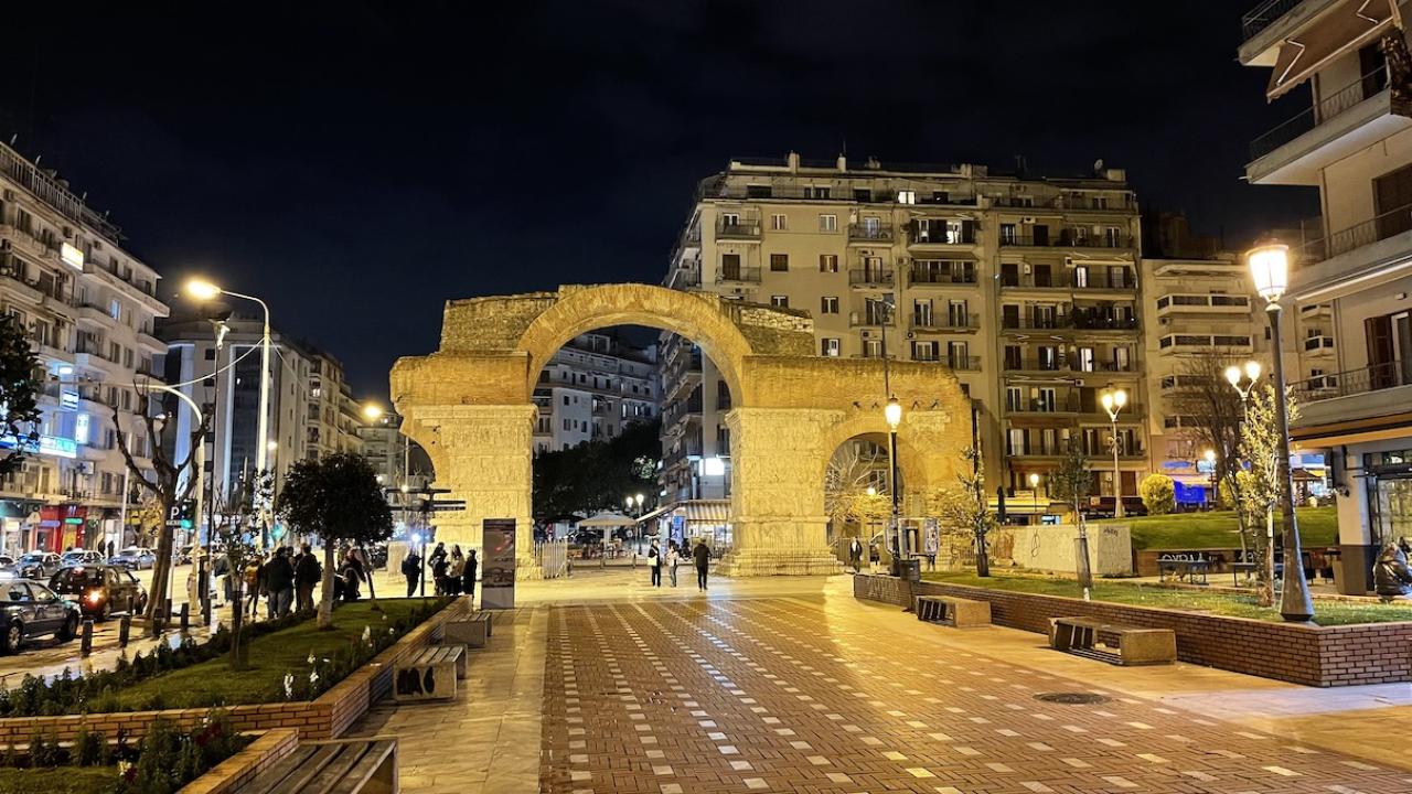 The Arch of Galerius in Thessaloniky by night