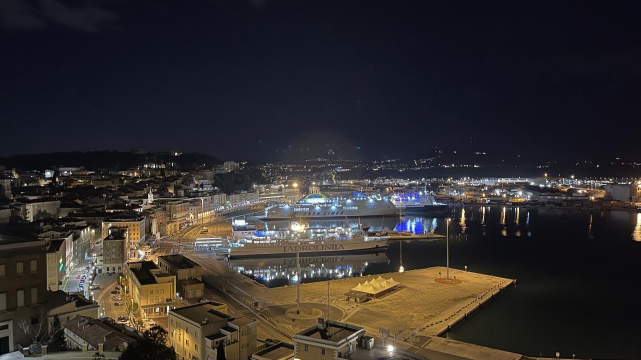The Harbor of Ancona with several Adriatic Ferries
