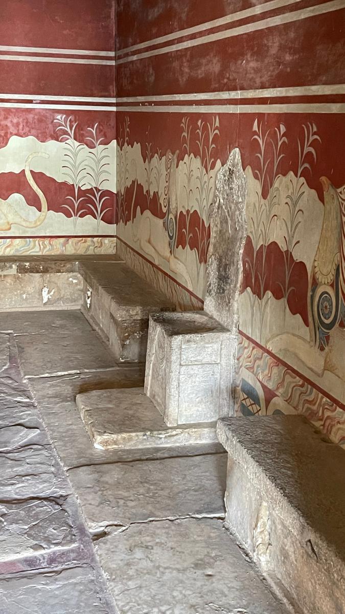 Minoan Palace of Knossos in Heraklion Crete throne room