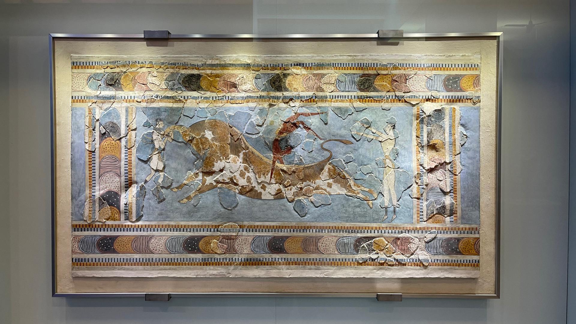 Bull leap fresco from Knossos Palace