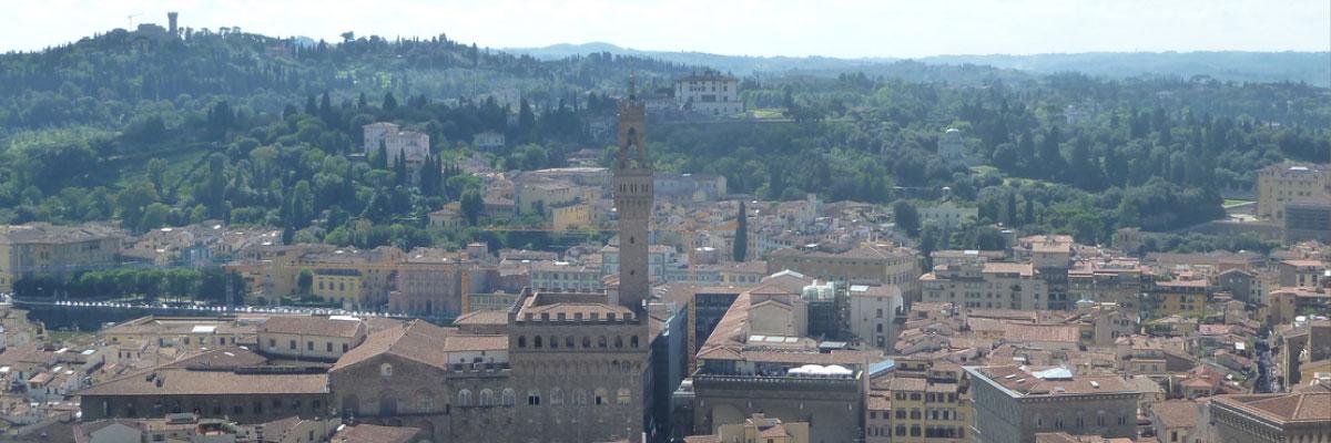Palazzo Vecchio from above in Florence, Tuscany, Italy.