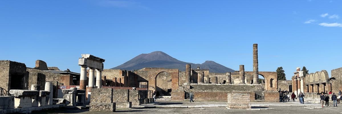 Forum of Pompeii with Mount Vesuvius in the background