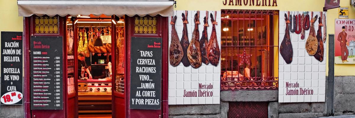 Spanish ham shop in Madrid